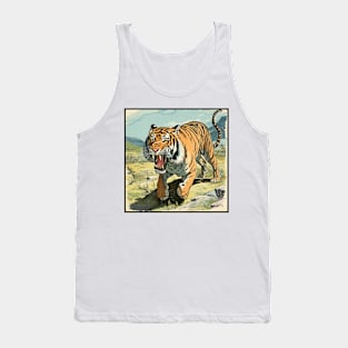 Colorful Tiger Cartoon Vintage Bengals Tiger Drawing Comics Fearless Tiger Tank Top